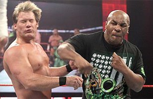 "Iron Mike" lets loose on Chris Jericho with a right hook.